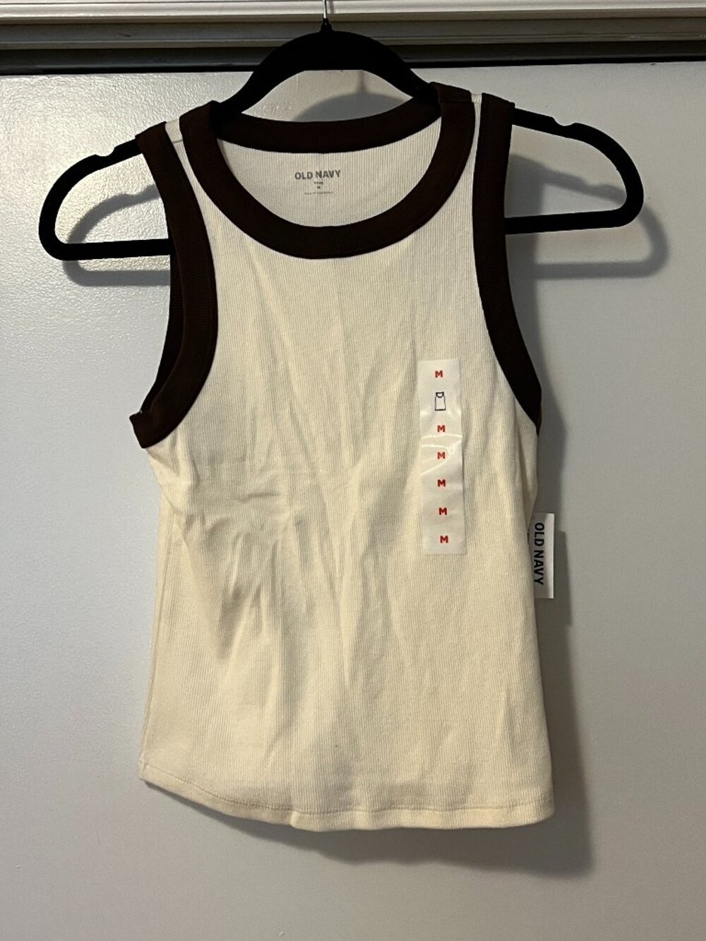 Old Navy Snug Ribbed Crop Tank Top, Brown/Cream NWT